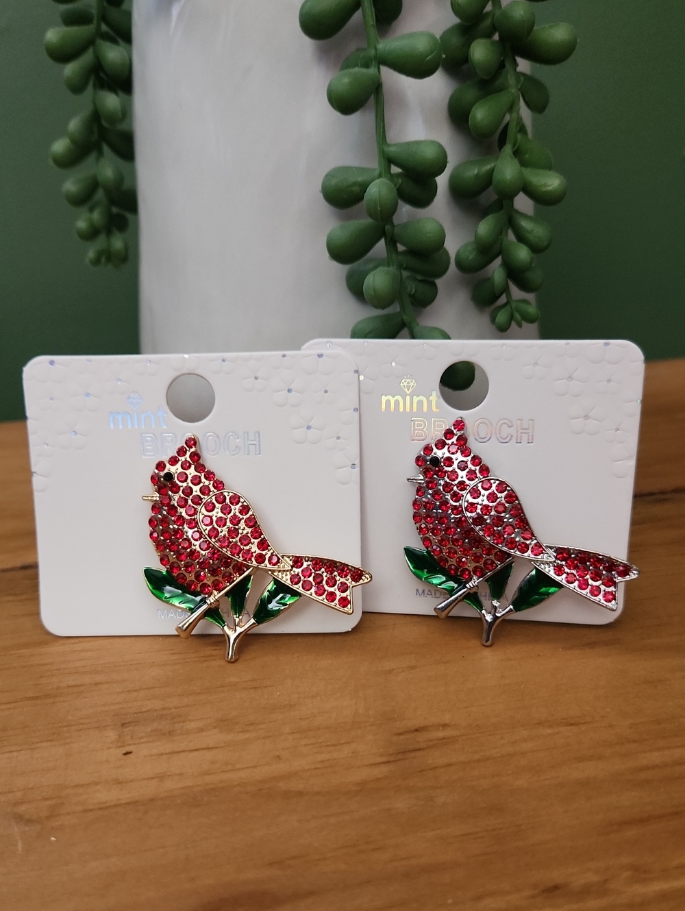 Cardinal Brooch, PRICE IS FOR ONE, CHOOSE GOLD OR SILVER TONE